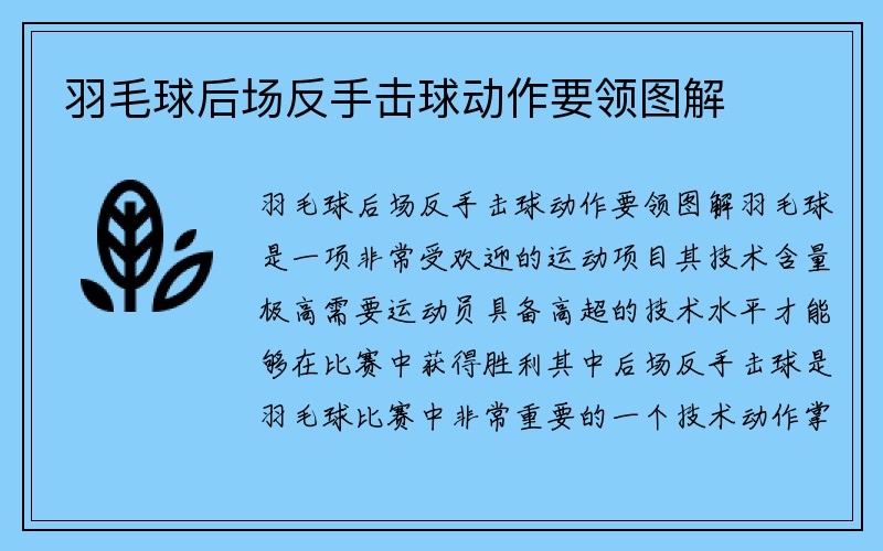 羽毛球后场反手击球动作要领图解