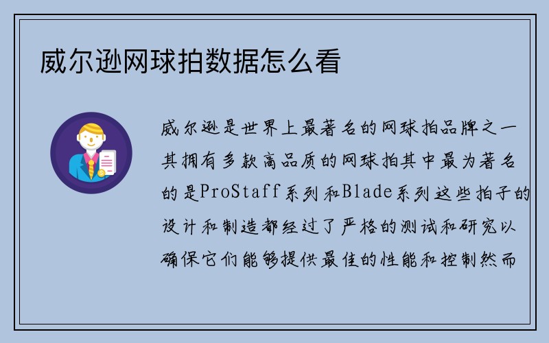 威尔逊网球拍数据怎么看